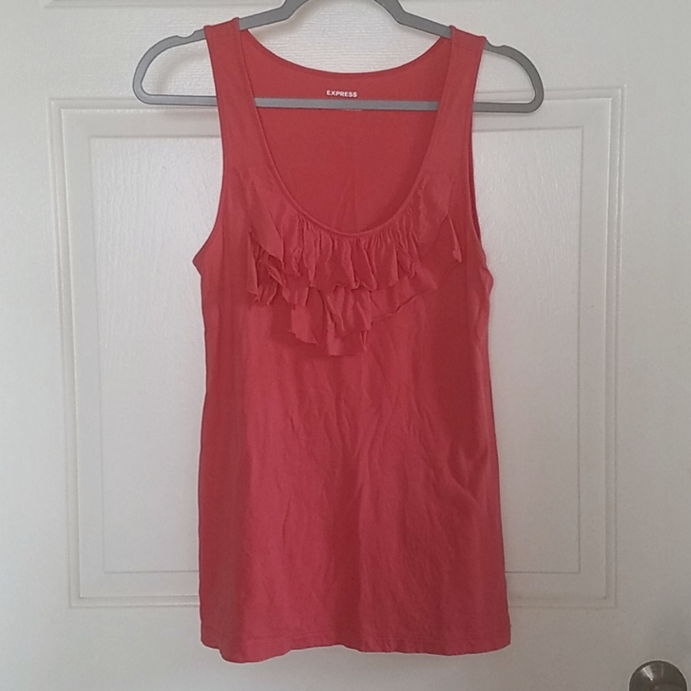 Express Coral Ruffle Tank Size S